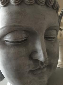 Buddha Kopf, Polystein Betonfarbe